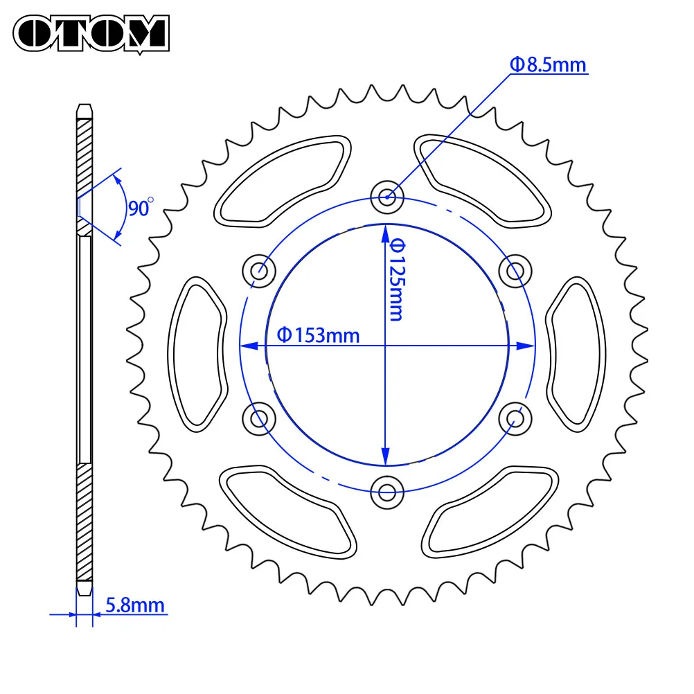 OTOM Motorcycle Steel Chain Rear Sprocket Wheel Disc Plate For HONDA CR125R CRF230L XR400 XR650R CR500 Beta Motor Motocross Part