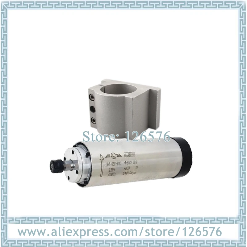 High speed 24000rpm Air cooled spindle motor 800w ER11 D65mm 4 bearing Spindle motor + 65mm bracket support