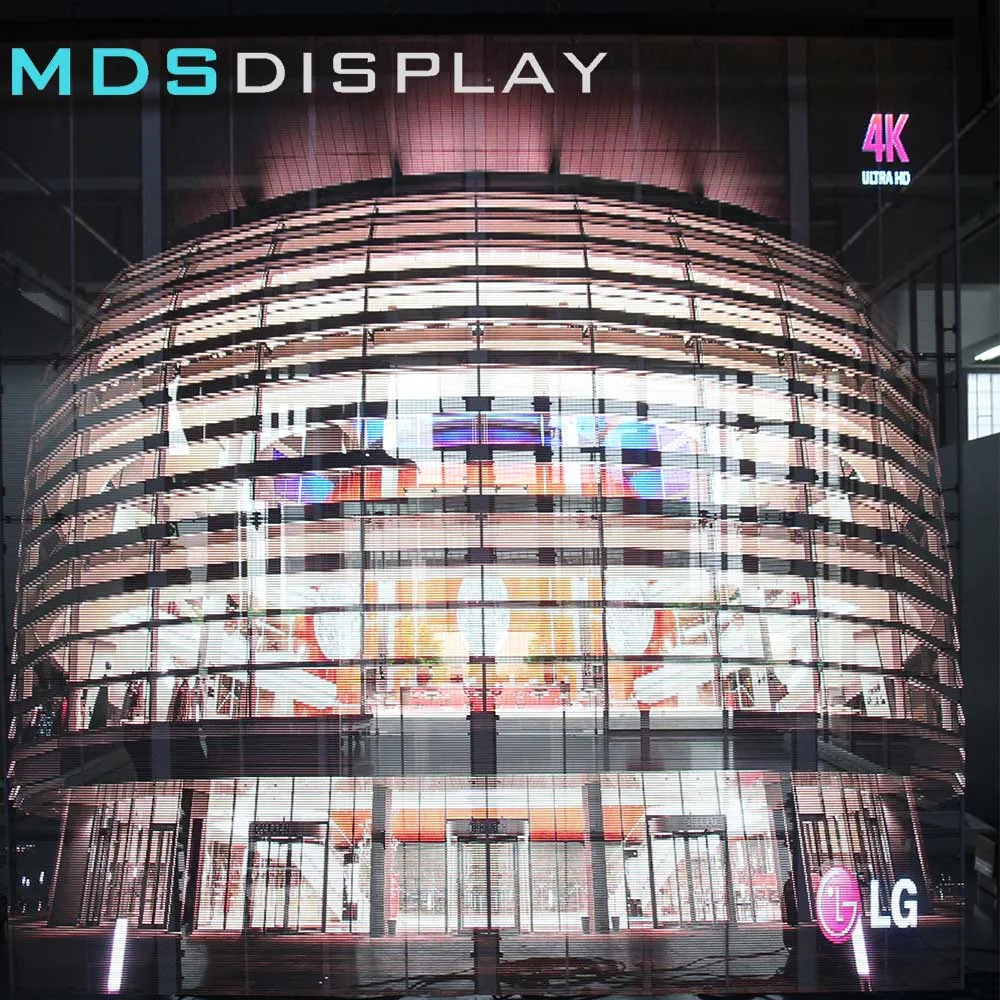 indoor high transparency glass led video wall window HD transparent LED mesh screen for shopping mall