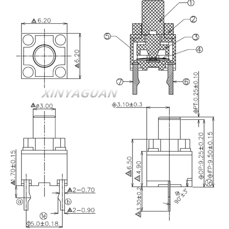 10-100Pcs Kailh 6*6*9.5mm square silent mouse micro switch mouse button can replace a rectangle micro switch 8 millions lifetime