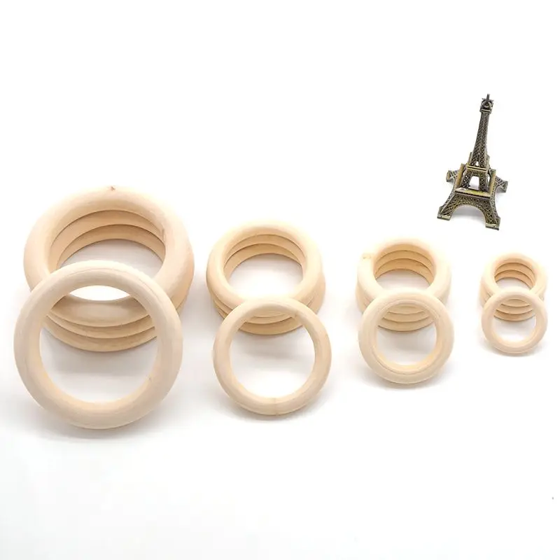 Chenkai 7cm 50PCS Natural Wood Unfinished Wood Rings Wooden Teethers For DIY Infant/Baby Necklace Bracelet Accessories