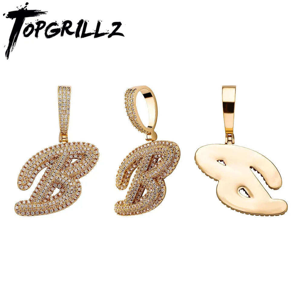 

TOPGRILLZ Iced Cubic Zirconia A-Z Letters Pendant Necklace For Women Men Hip Hop Fashion Jewelry Gift Letter Necklace Wholesale