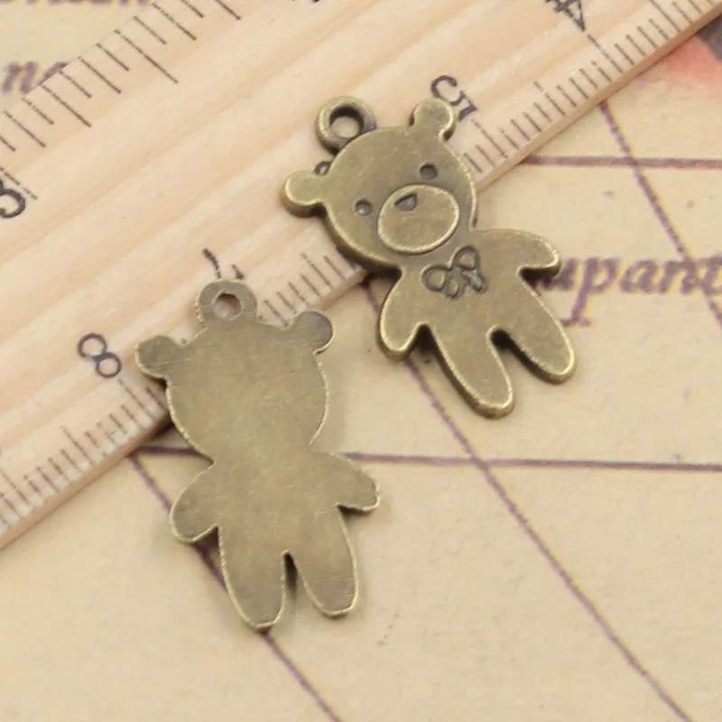 10pcs Charms Bear With Bow 24x14mm Tibetan Bronze Silver Color Pendants Antique Jewelry Making DIY Handmade Craft Pendant