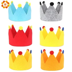 1PC DIY Baby Girl Boy Birthday Party Non-woven Hats Kids Birthday Princess Crown Cap Party Decorations Kids Favors Headband