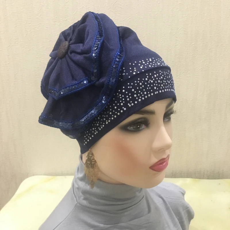 H140 Flower Turban hijab Stretch Inner Hijabs Full cover Caps Ready To Wear Women Head Scarf Under Hats Bonnet