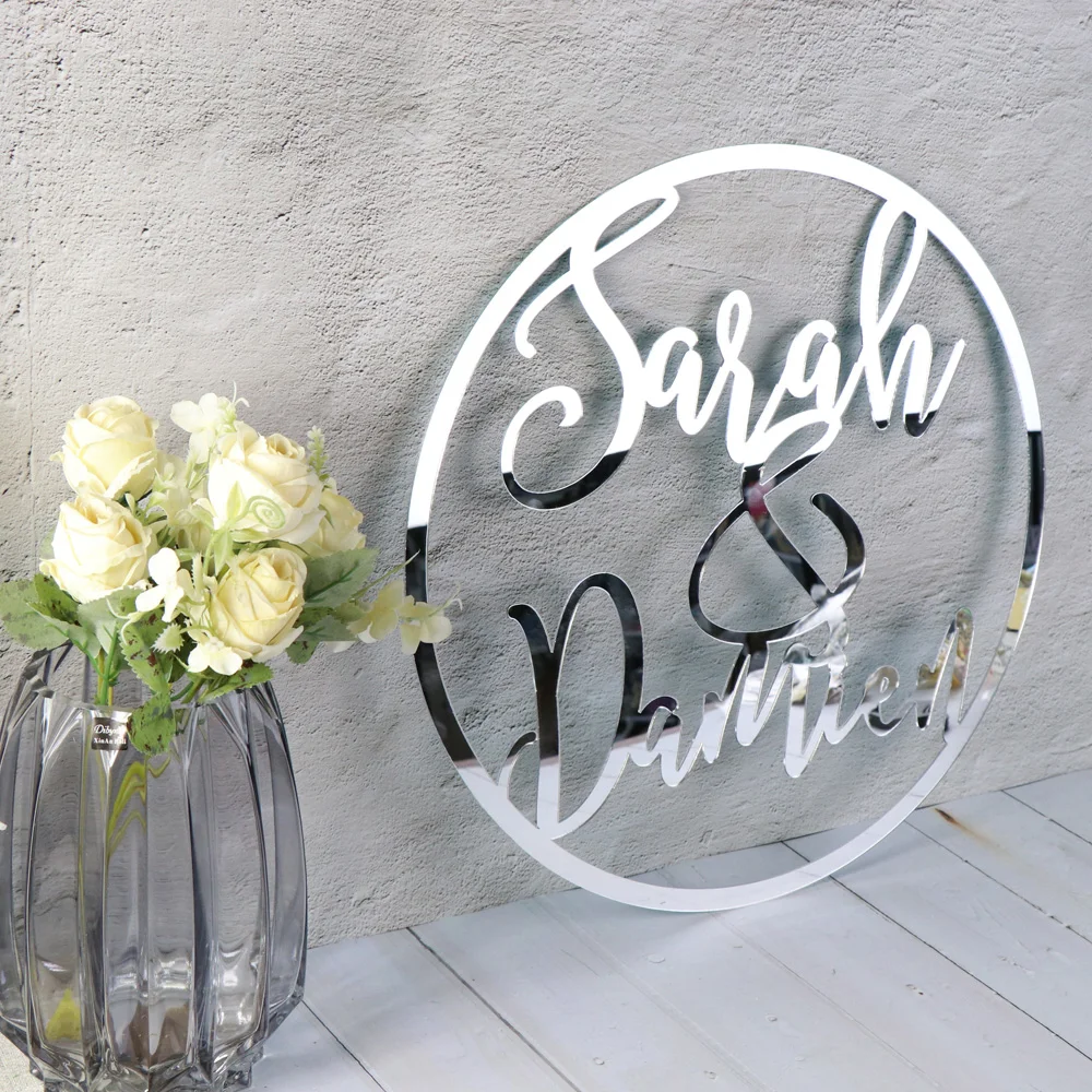 Custom Wedding Sign Hoop Photo Prop Wall Sign For Bride & Groom Personalized Wedding Sign Hoop Style Name Acrylic Decor Receptio
