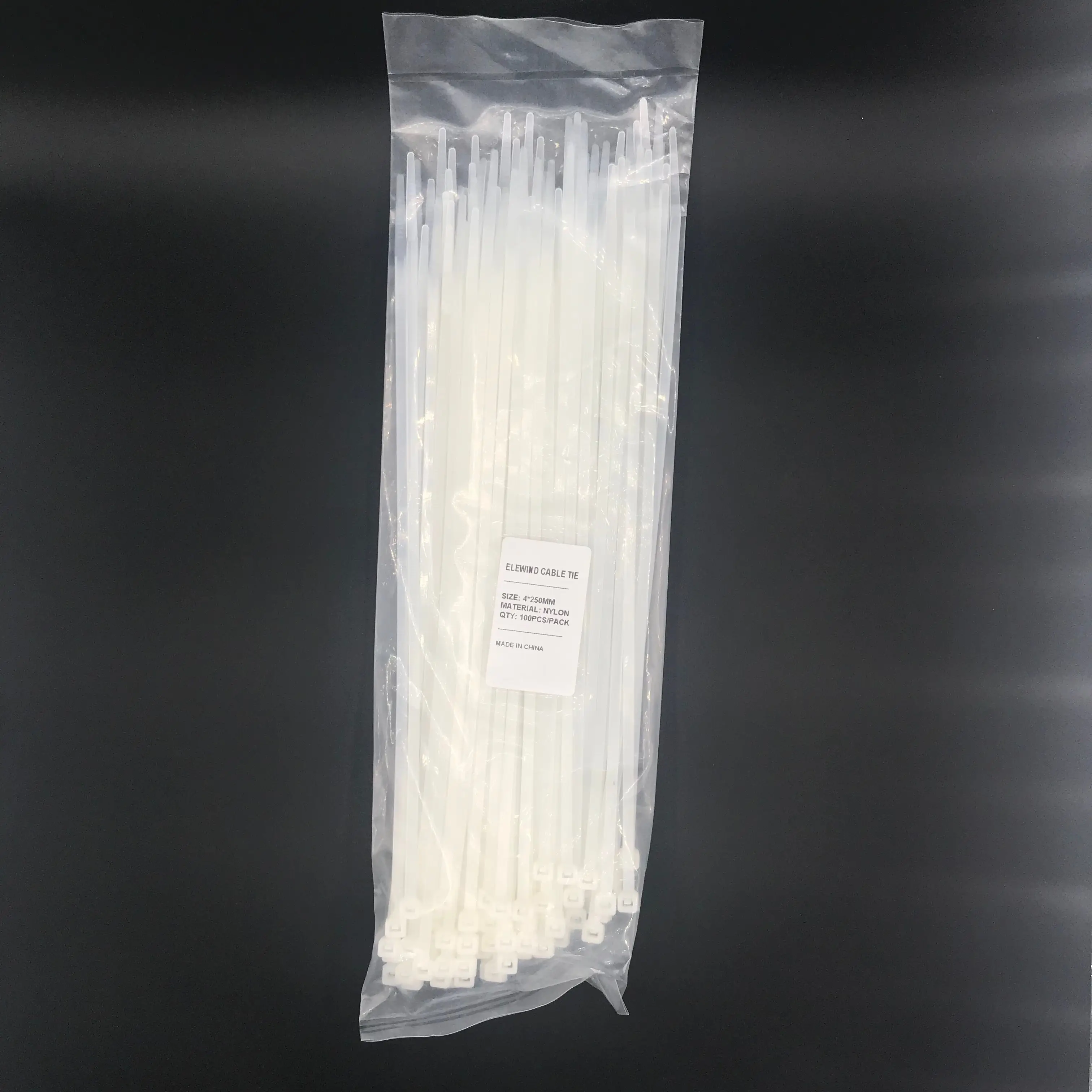 ELEWIND Self-locking plastic nylon Cable Ties Wire Zip Cable Tie fastening ring cable tie white color 4*250