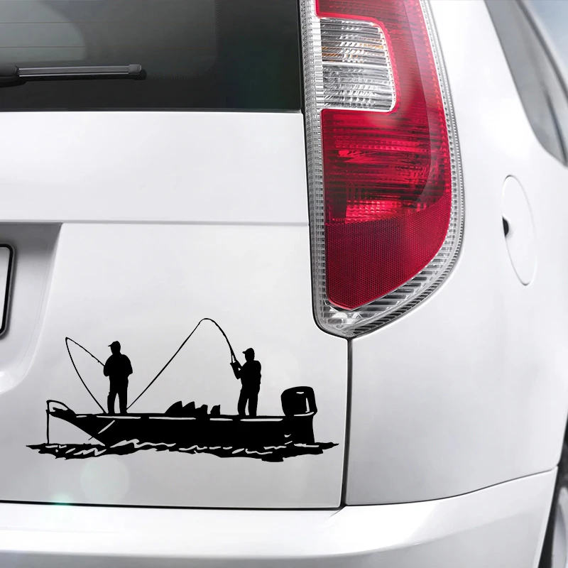 S61296 # Fishermen on a Boat Black Transparent Car Sticker Vinyl Decal Waterproof Decors for Motorcycle Bumper Laptop