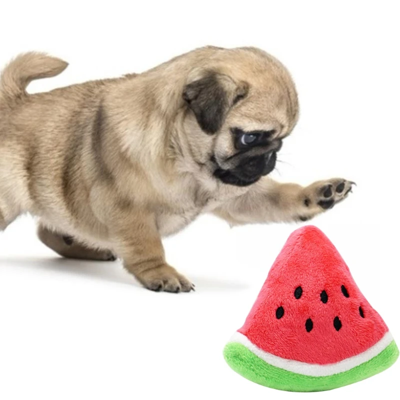 Cute Watermelon Plush Shape Dog Chew Toys Pet Puppy Play Toy for Cat Puppy Breed Reducing Bore Pet Gift Pet Supplies