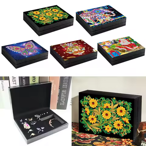 5D DIY Special Shaped Diamond Painting Jewelry Box Storage box Diamond Mosaic Embroidery Kits Christmas Container Home Decor
