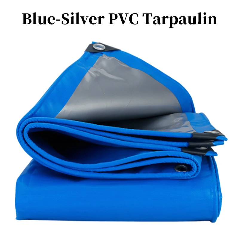 

Blue-Silver PVC Tarpaulin Oxford Rainproof Cloth Truck Canopys Outdoor Awning Camping Tent Garden Pergola Tarp Shading Sails