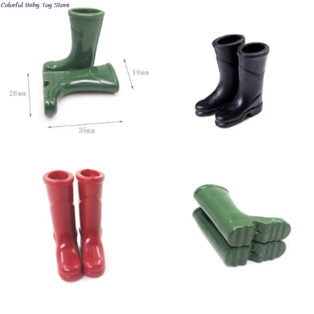 1Pairs 1/12 Scale Dollhouse Miniature Rubber Rain Boots Home Garden Yard Decoration Dolls Accessories Red Blue Black