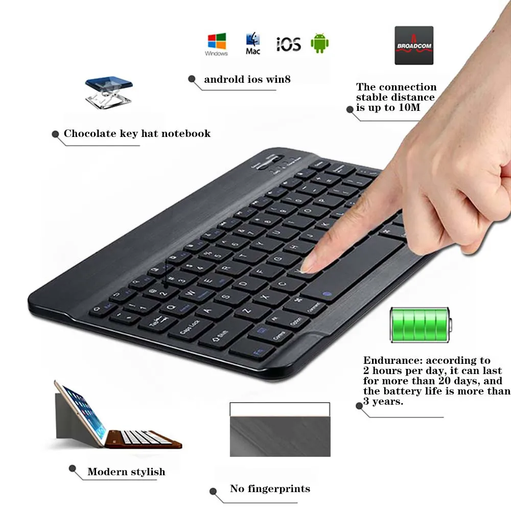 Generic Wireless Bluetooth Keyboard Rechargeable Portable Suitable for Laptop Desktop PC Tablet with Number Pad Full Size Design