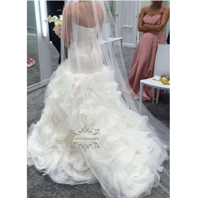 Sayang Putri Duyung Gaun Vestidos De Novia Putih/Gading Tulle Ruffledcustomized Gaun Pengantin Pernikahan Gaun