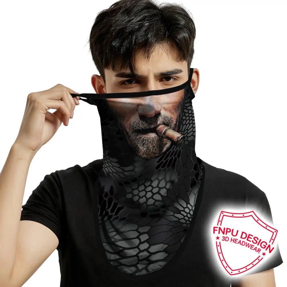 Motorcycle Halloween Face Scarf for Adult Seamless Bandana Earhook Magic Hiking Ski Balaclava Dustproof Windproof Headwear