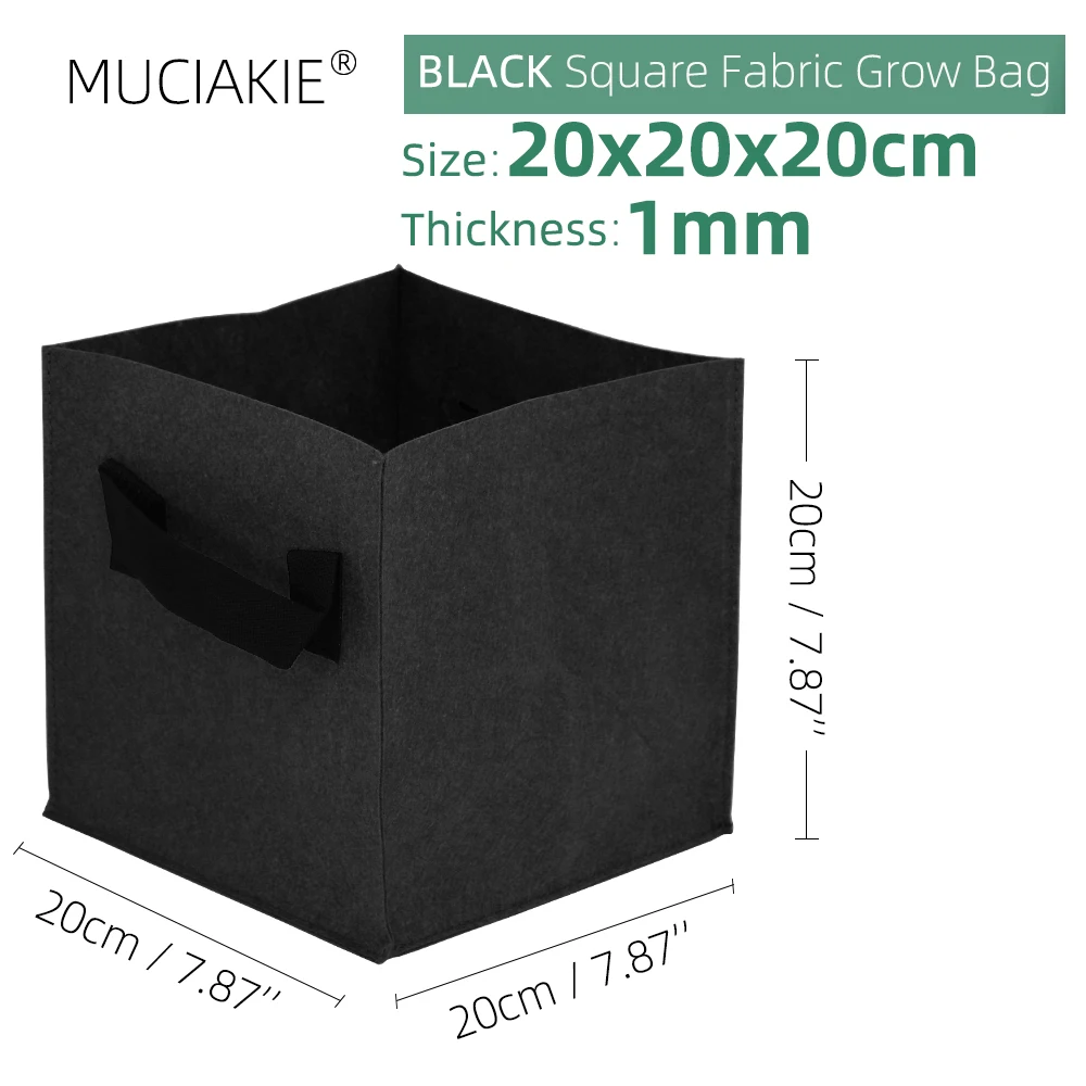 20x20x20CM grubość 1MM kwadratowe rosną torby ekonomiczne tkaniny garnki z uchwytami ogród sadzenia pojemników na warzywa kwiaty