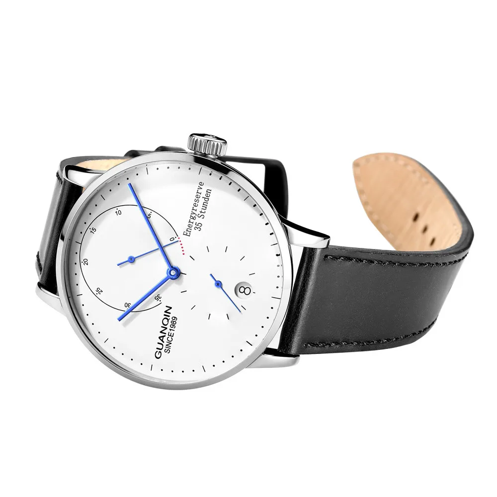 Imagem -02 - Reloj Hombre Guanqin Data Mecânica Relógio de Negócios Automático Masculino Relógios Topo da Marca Luxo Aço Inoxidável Relógio de Pulso Homem