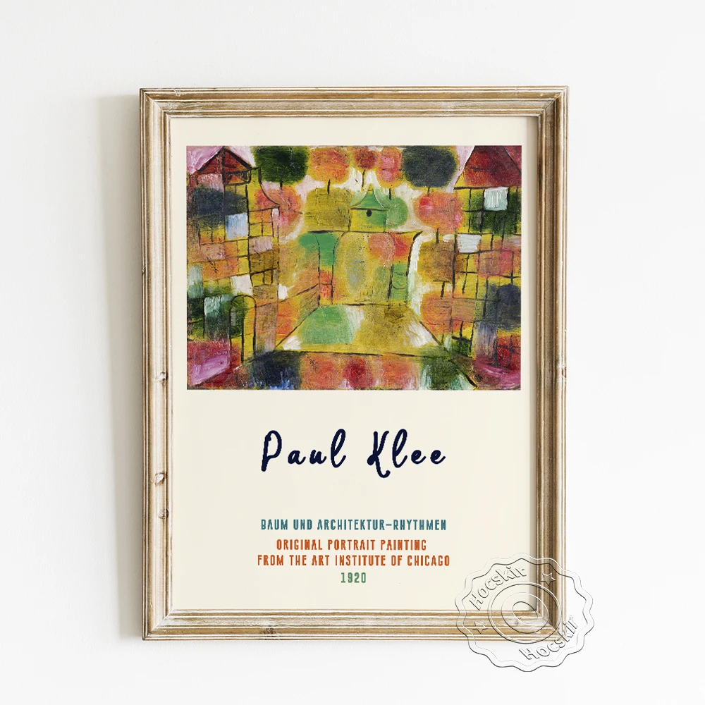 Paul Klee Exhibition Museum Poster, Tree And Architecture Rhythms Canvas Painting, Abstract Landscape Wall Picture Home Decor