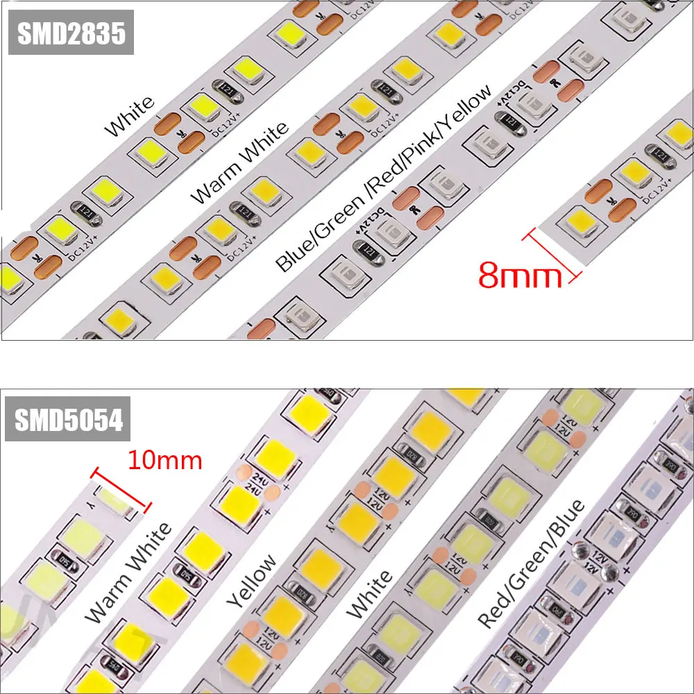 5M Taśma LED SMD 5054 2835 Elastyczne światło LED 5m 300LED 600LED Wodoodporna taśma LED IP67 DC 12V 5054 Taśma świetlna LED