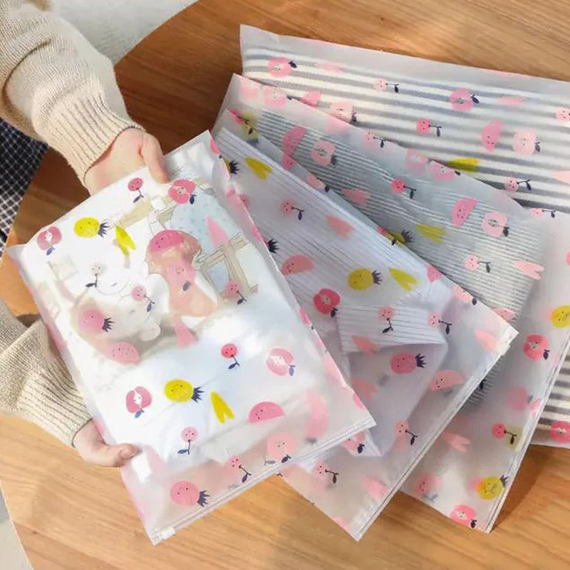 Fruit Pattern Clear Plastic Storage Bag Ziplock Travel Bags Zip Lock Valve Slide Seal Packing Pouch For Cosmetic Clothing