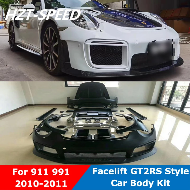 FRP Material Front Rear Bumper Side Skirts Spoiler Engine Hood Car Body Kit For Porsche 911 991.1 991.2 Facelift GT2RS Style