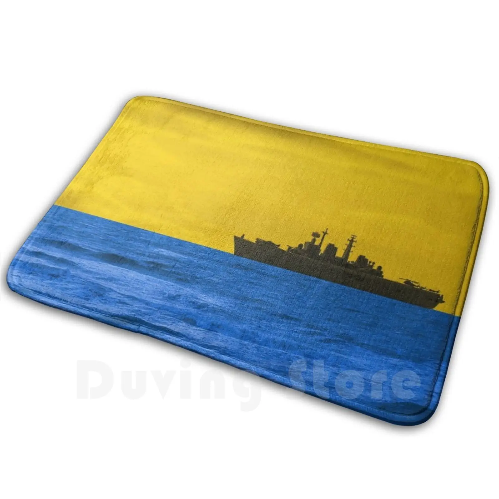 Sunset Carpet Mat Rug Cushion Yellow Blue Ark Royal Plane Sea Sky Ship Carrier Sea Harrier