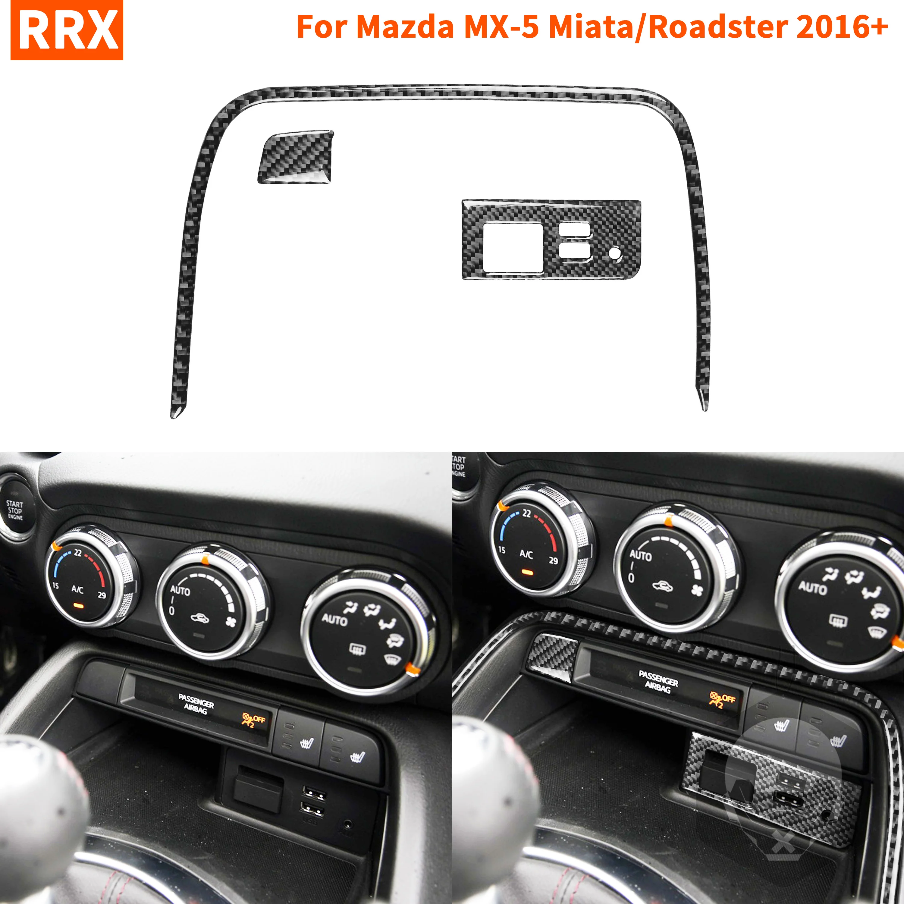 

For Mazda MX-5 Miata Roadster USB Panel Center Console Button Frame Sticker 2016+ MX5 ND Carbon Fiber Interior Car Accessories