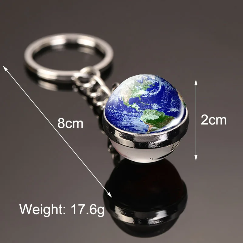 SWEBLE Solar System Planet Keyring Galaxy Nebula Space Keychain Moon Earth Sun Art Picture Double Side Glass Ball Key Chain