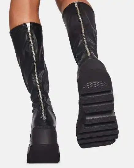New Ladies High Platform Boots Fashion Zip High Heels Boots Women Wedges Shoes Woman Casual Boots Heels Plus Size 35-43 image 4