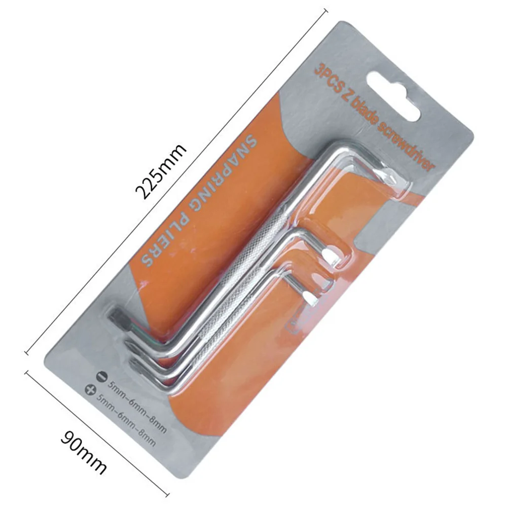 3Pcs 5 6 8Mm Z-shape 90 Derajat Slotted Screwdrivers Offset Obeng Small Space Repair Tool Hand Tool Set