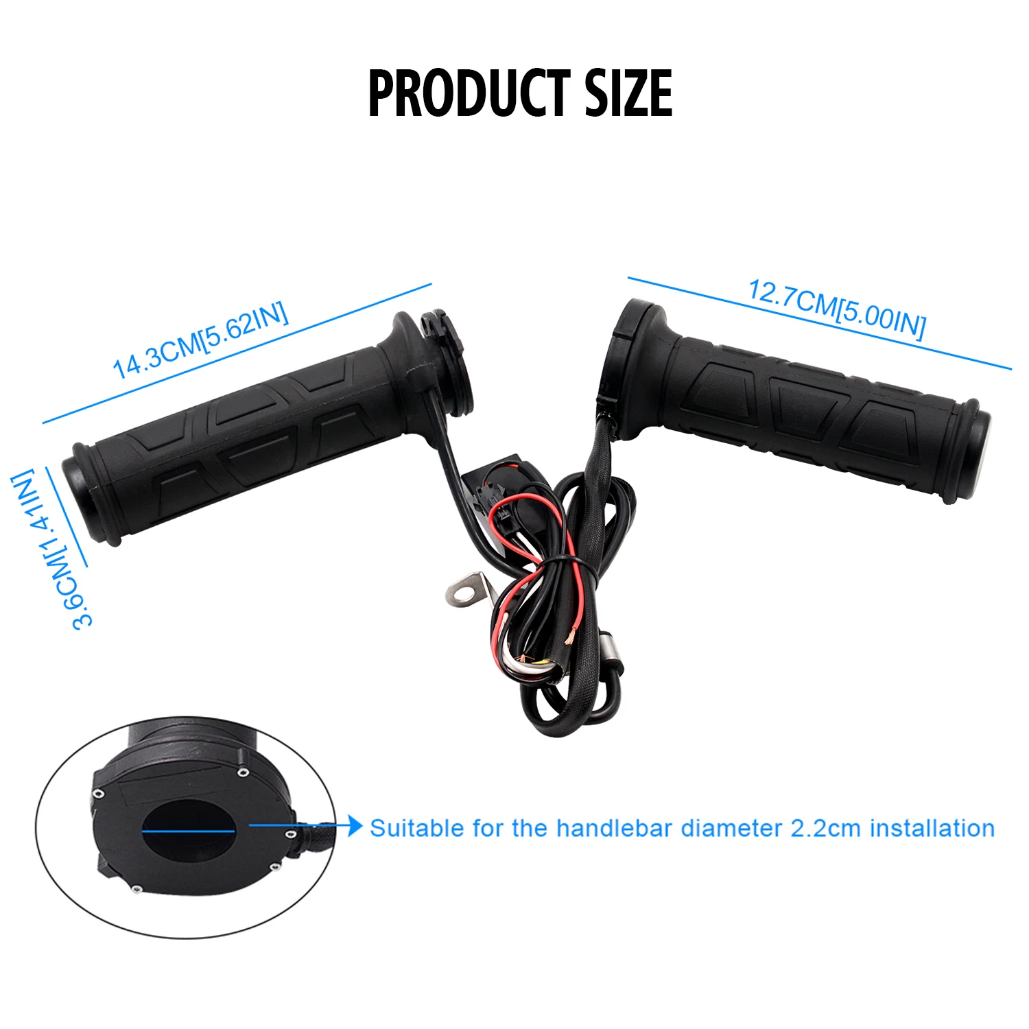 New Upgrade Adjustable Motorcycle Handlebar 22MM Electric Heated Handle Heating Grips Set Handlebar Warmer Grip Cover Black view 3
