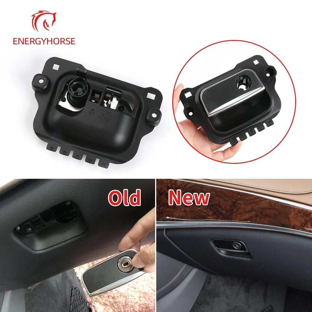 Car Glove Box Lid Handle Open/Lock Puller Glove Boxs Toolbox Pull Cover with Hole for Mercedes Benz W222 S-Class 2014-2020