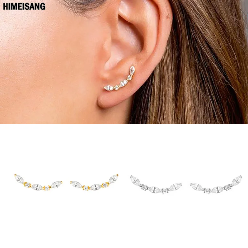 

Silver Gold Filled Ear Jackets Climbers Piercing Ear Clips Earrings Women CZ Zircon Irregular Stud Earring Jewelry Wholesale