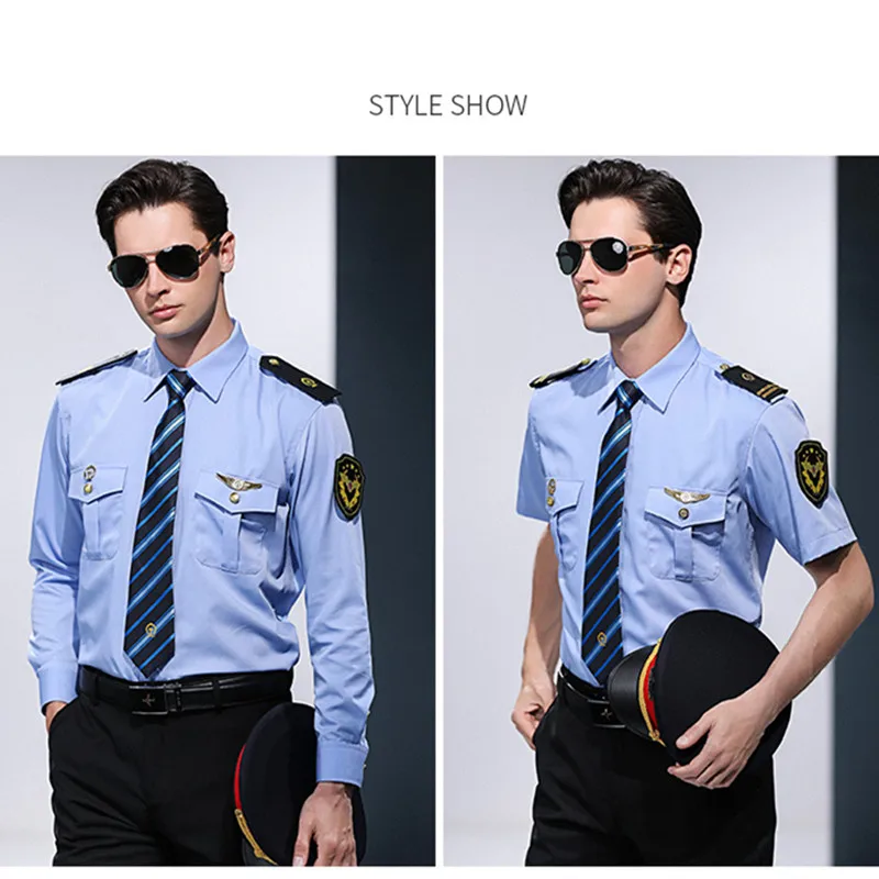 High Quality Railway Uniform Overwear Men's Train Attendant Blue Navy Shirts Suit Work Clothes For Gentlemen