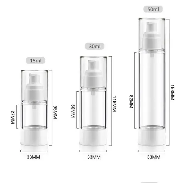

6Pcs/Lot 15-50ML AS Transparent Toner Vacuum Lotion Bottles Emulsion Pressure Spray Travel Sub Tools HA2467
