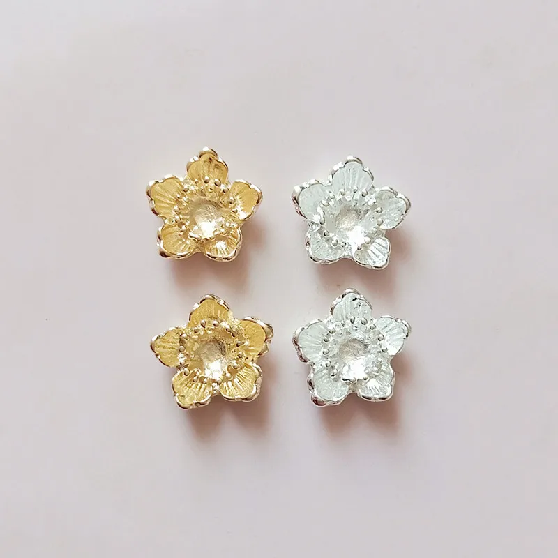 

50pcs 14*15mm Gold/silver Color Alloy Core Flower Charm Blossom Pendant for DIY Hairpin Handmade Wedding Jewelry Making