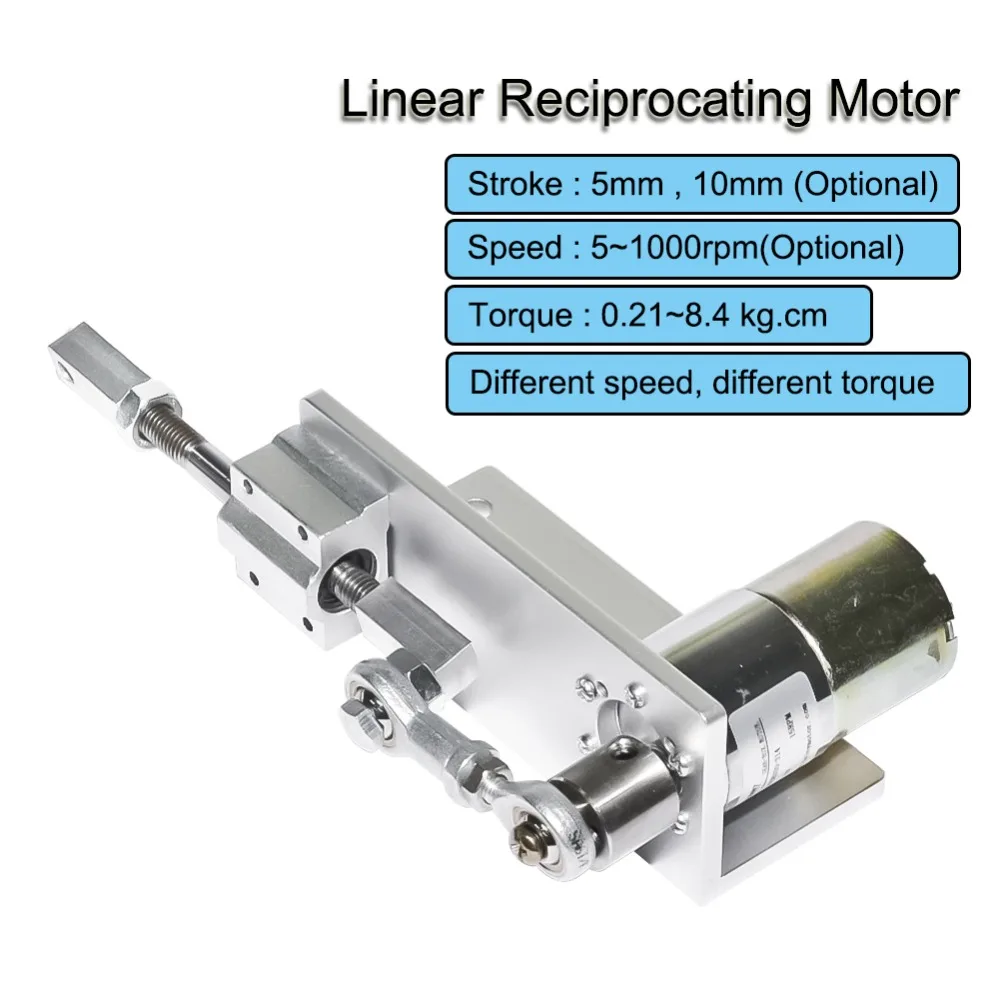 

DIY Design Reciprocating Cycle Linear Actuator with DC Gear Motor 12V 24 Volt Stroke 5/10mm Adjustable 5~1000 rpm Speed Optional