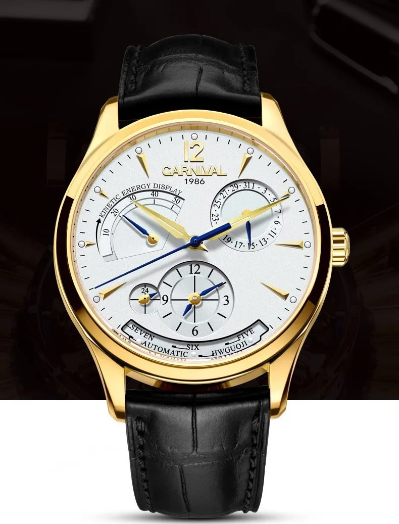 CARNIVAL New Dual Time Zone Watches for Men Automatic Multifunction Men Mechanical Wristwatches Sapphire Calendar Montre Homme