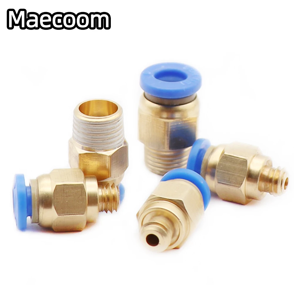 5pcs Pneumatic Connectors For 3D Printers Parts bowden Quick Jointer coupler 1.75/3mm Pipe pc4 m6 m10 fittings PTFE Tube 2/4mm