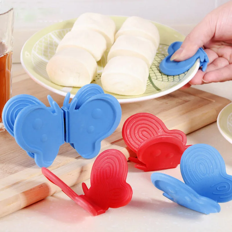 

2 In 1 Silicone Oven Mitts Heat Insulation Hand Clip Anti Scald Clamp Butterfly Fridge Magnet Tray Plate Bowl Clip Kitchen Tools