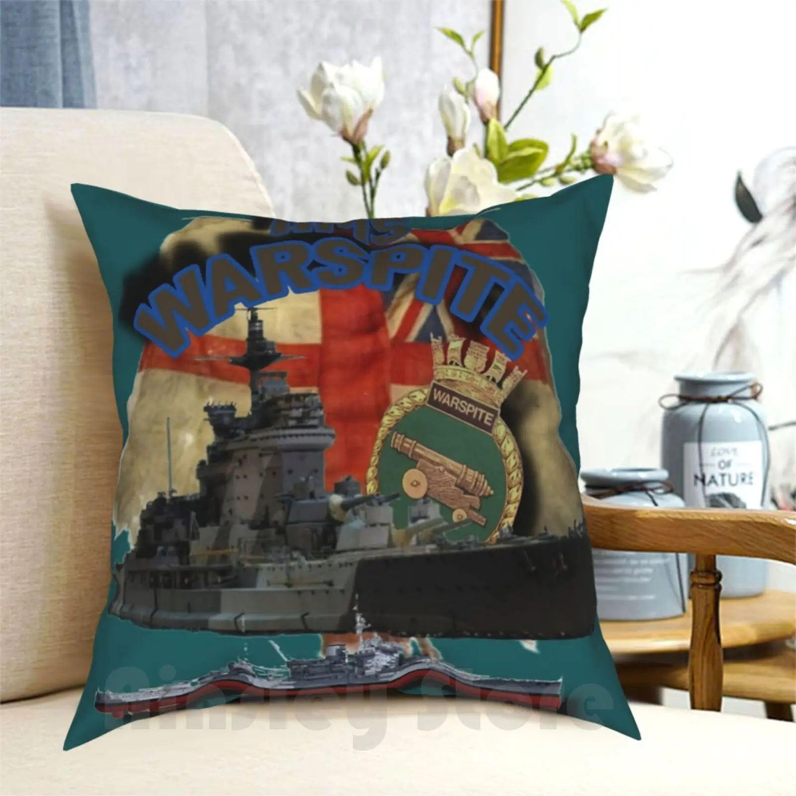 Hms Warspite Pillow Case Printed Home Soft DIY Pillow cover Ideas Ships Warships Great Britain England Royal Navy Online