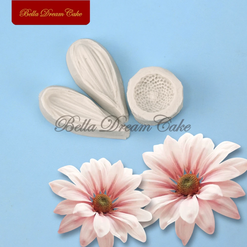 3pcs Mini Daisy Flower Veiner Silicone Mold For DIY Handmade Fondant Petal Clay Gumpaste Mould Cake Decorating Tools Bakeware