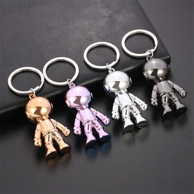 Hip Hop Handmade 3D Astronaut Space Robot Spaceman Keychain Keyring Alloy Gift For Man Friend Gift