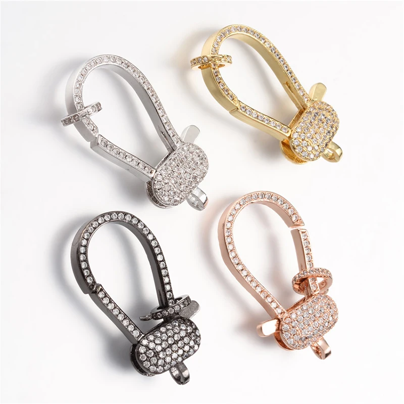 2pcs  20*35mm lobster clasp 18k gold Filled cubic zirconia micro pave clasp