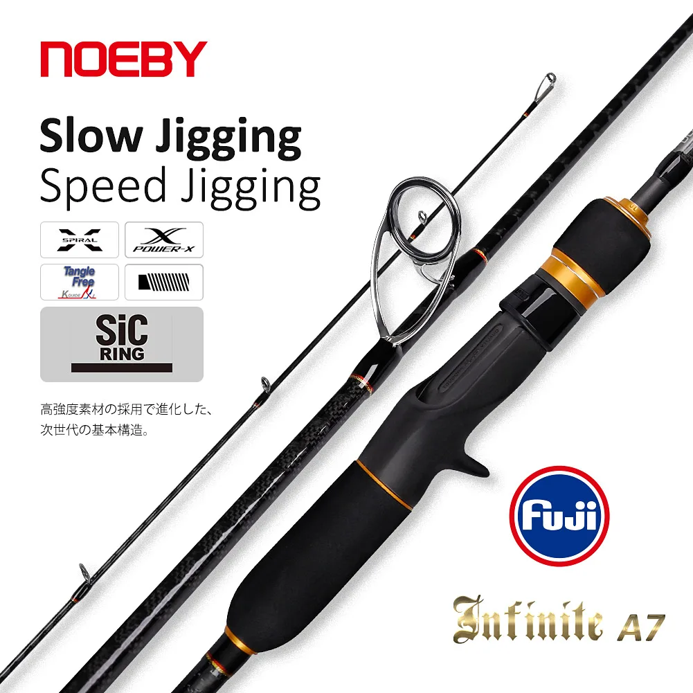 Noeby-Slow Jigging Rod, 1.96m, Spinning Casting Rod, 150-260g, Lure Weight, Fuji SIC Guide, Speed Jig, Saltwater Fishing Rod