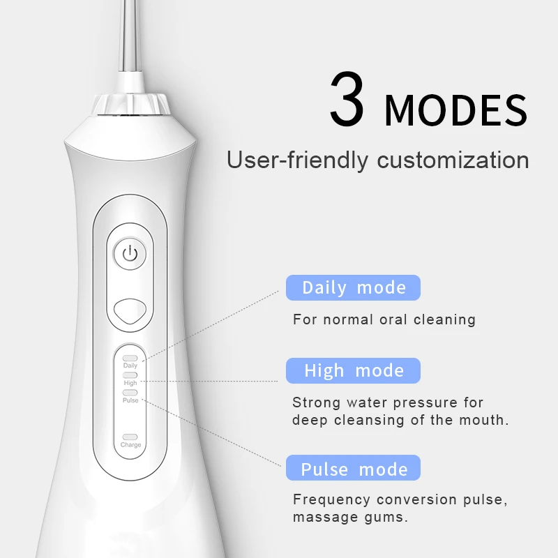 SEAGO New Oral Dental Irrigator Portable Water Flosser USB Rechargeable 3 Modes IPX7 200ML Water for Cleaning Teeth SG833