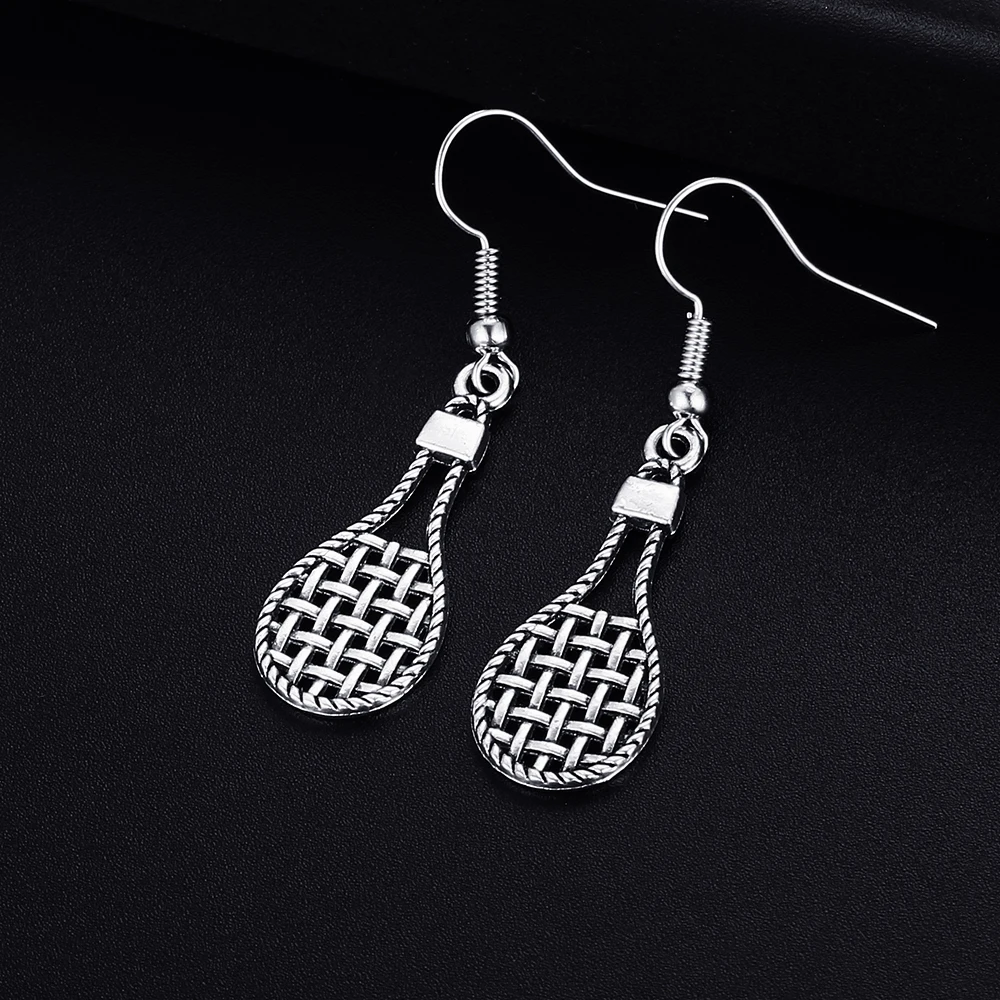 Trendy Vintage Tennis Rackets Shape Dangle Earrings for Women Girl Retro Drop Earrings Cute Small Object Earring Jewelry Bijoux