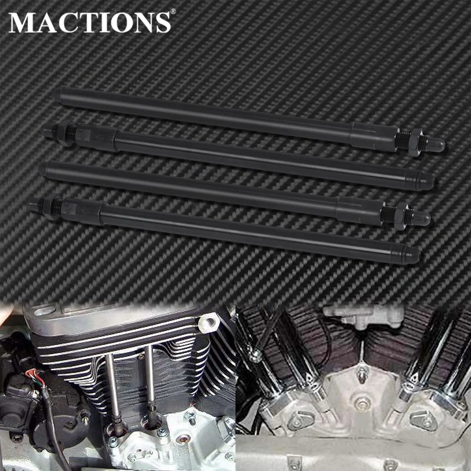 

Motorcycle 4PCS Black Adjustable Pushrods For Harley Dyna Touring Softail Twin Cam Road King Street Glide Electra Glide 1999-17