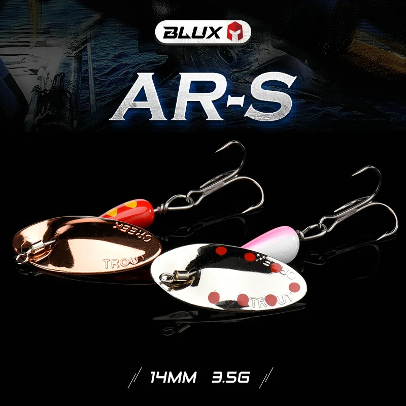 BLUX-AR-S Lâmina giratória Spinner Metal Lure, Latão duro Artificial Spoon Bait, Cobre Equipamento De Pesca, Freshwater Creek Trout, 3.5g