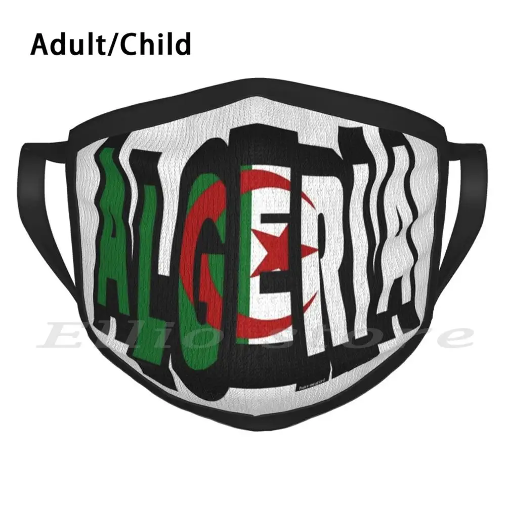 Algeria Font With Algerian Flag Funny Print Reusable 2658 Scarf Face Mask Havocgirl Algeria Algerian Algiers Font Fonts